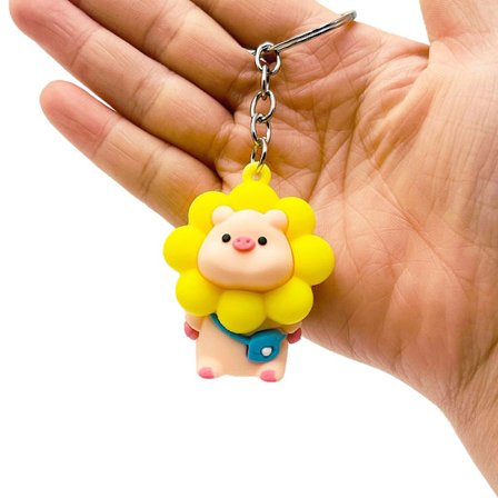 PVC Mjuklim Nytt e Sunflower Piglet Nyckelring Kvinna Bag Key White