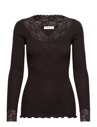 Rosemunde | Rwbernadine Organic Ls V-Neck Lace | M