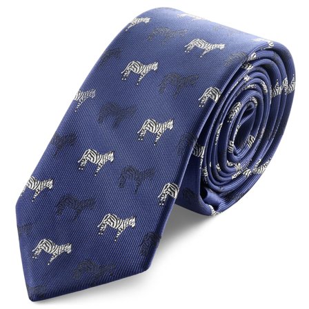 Zoikos | 6 cm Blue Zebra Tie for Men - Skinny ties