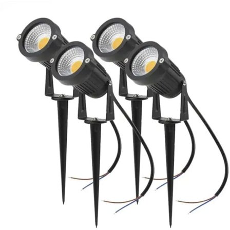 5W LED Floodlight Udendørs Belysning 4 STK Varm Hvid IP65 Vandtæt 220V COB Spotlight til Have Sti Planter Altan Terrasse Græsplæne