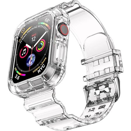 Grå Apple Watch-armband 42mm 44mm 45mm, Kristalltransparent mjukt silikon iWatch Sport-armband för Apple Watch 8/7/SE/6/5/4/3