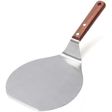 1 stk. Sølv Pizza Spatel Kage Spade Rund Træ Bageværktøj Rustfrit Stål