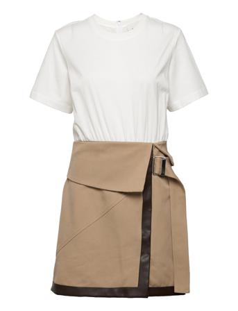 Cotton Viscose Twill Tshirt Combo Dress Kort Kjole Multi/mønstret 3.1 Phillip Lim