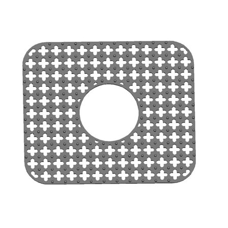 Silikon vaskeunderlag, grå kjøkkenvaskbeskytter, risttilbehør med midtavrenning, 1 stk sklisikre sammenleggbare vaskegitter for bunnen av firekløver i