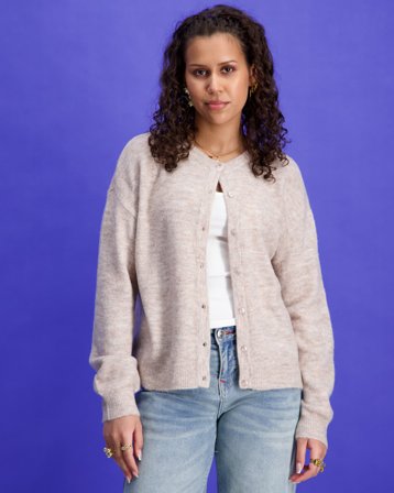 LMTD NLFLODET LS SHORT KNIT CARDIGAN Beige Genser Jente - Kids Brand Store