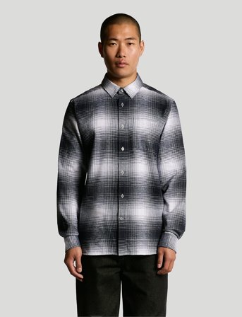 Lyle & Scott Ombre Check Flannel Shirt - Grey - XL