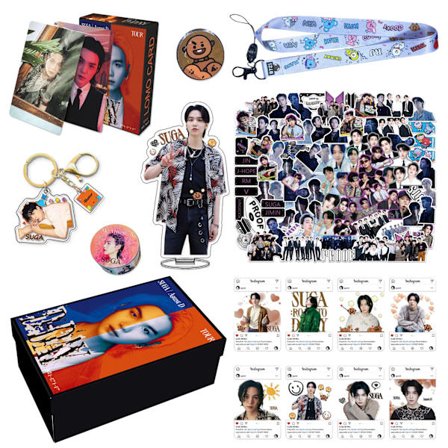 BTS Suga, Min Yunqi, oheistuotteiden avaimenperä tarra lahjapakkaus albumi Agust D pieni kortti lahjapaketti