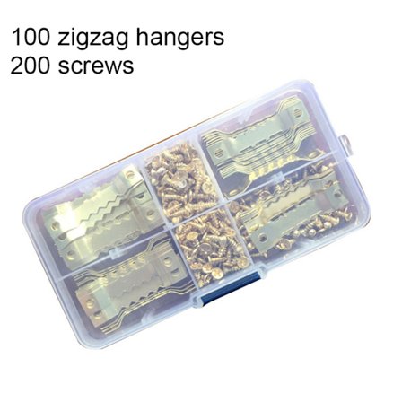 100 stk. savtakket ophæng billedrammeophæng 40 mm ophæng dobbelt hul med 200 skruer gyldne