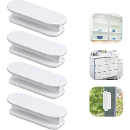 Balkongdörrknopp, set med 4 dörrhandtag, skåp, glasmöbler, plastutseende