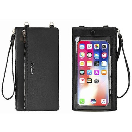 Mobilväska Touch Screen Axelväska Plånbok - Svart