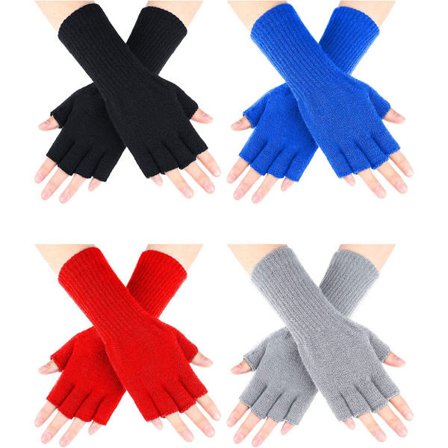 4 par långa halvfingerlösa barnhandskar