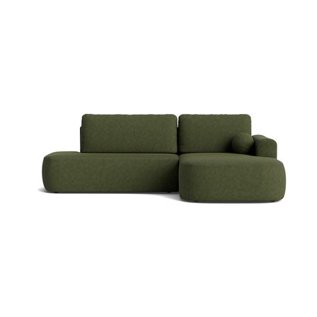 Monza Chaiselong Sovesofa Højrevendt med Opbevaring - Aragon Grøn - Komfortabel sovesofa med 215x140cm sovemål & Chaiselongmodul - 286x175x90cm