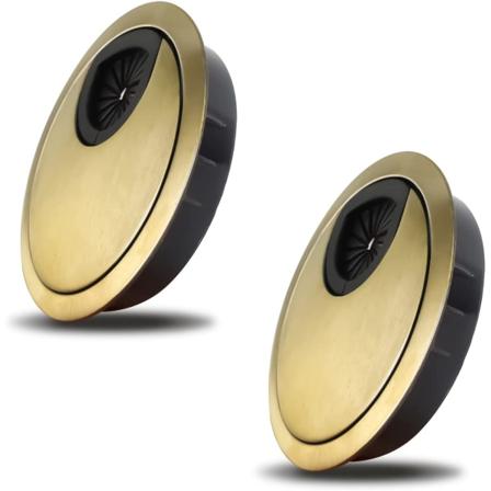 60 mm Noble kabelgjennomføring | Kabelhulldeksel for skrivebord og benkeplater | Materiale: Sink-legering 2 stykker (Bronse) - DKSFJKL