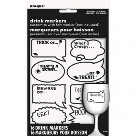 Glasmarkörer pratbubblor 16-pack - Halloween Dekoration - Kalaslagret.se