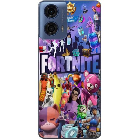 Yhteensopiva Puhelinkuori Motorola Moto G24 Fortnite kollaasi Victory Royale hahmot skins aarteet värikäs Fortnite pelaamisen suunnittelu
