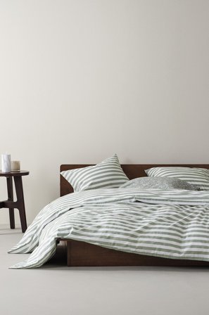 Jotex - Dynetrekksett Dobbeltseng Økologisk Grønn/hvit - KAYO - Kjøp Dobbeltseng hos Jotex