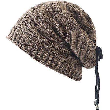 Mænd Slouch Beanie Bun Hestehale Hat Hals Snoop Tube Sjal Vinter Varmt Løst Strikket Kasket 1