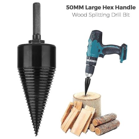 100% uusi, teollisuusnopeuksinen kierreporauspora puulle, polttopuulle, halkaisuruuvi, halkaisukartiot, ohjain - Täydellinen