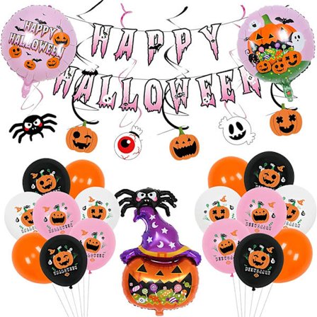 Halloween dekoration, 52 stk. sødt halloween dekorationssæt, græskar halloween balloner