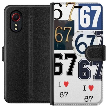 Kompatibelt Plånboksfodral till Samsung Samsung Galaxy Xcover 5 67 meme vintage nummer kollage retro 6-7 nummer klassisk typografi vintage design