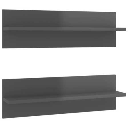 Vidaxl Vägghyllor 2 St Grå Högglans 60x11,5x18 Cm Konstruerat Tr Grå