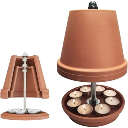 Öppen spis te-ljus värmare ugn, kreativ dubbelväggig mini ljusstake värmare, te-ljus ljusstake som rymmer 6 ljus (ljus ingår ej).