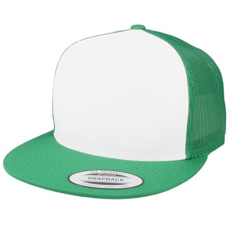 Yupoong - Grønn trucker Caps - Classic White/Green A-Frame Trucker Snapback @ Hatstore