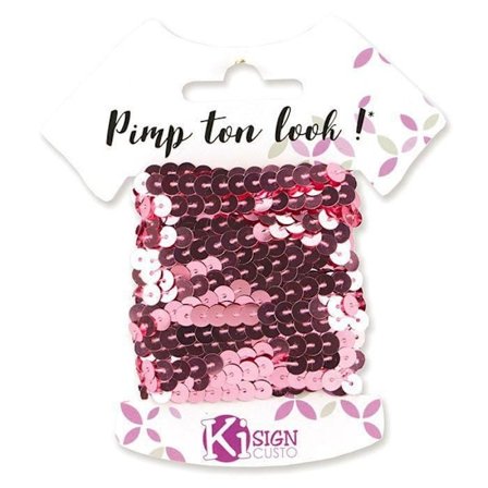 Rosa indisk paljettband 6m bredd 6 mm