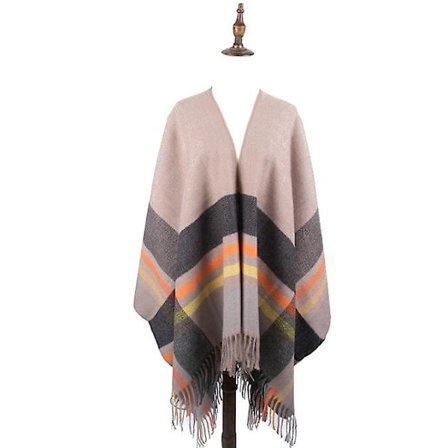Sjalwrap Poncho Cape Åpen Front Genser Cardigan Kompatibel med Vinter for Kvinner