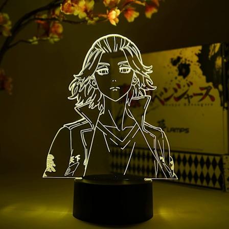 Mikey Bust Otaku-lamppu Tokyo Revengers Anime-lamppuhahmo Y valo, 16 V ri RGB LED Kaukos din, 3D Anime Huoneen Sisustuslahja