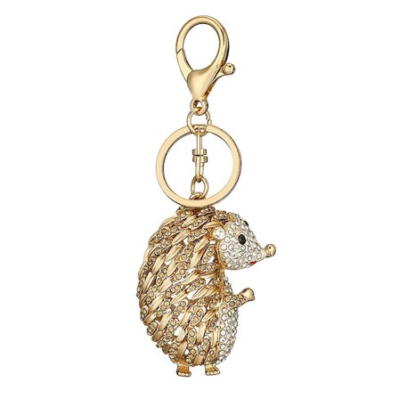 Glittrande Hedgehog Rhinestone nyckelring, bedårande guld djurnyckel - high quality