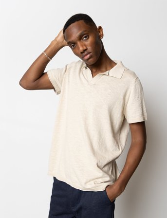 Clean Cut Copenhagen Thomas Knitted Polo - Beige - XXL