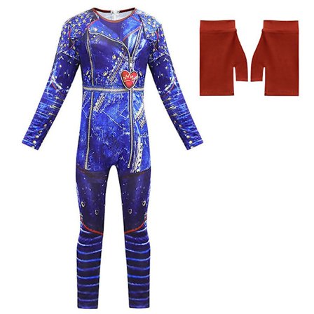 Jentekostyme for barn - Evie fra Descendants 3 - Cosplay-festdrakt for Halloween med hansker - Blå