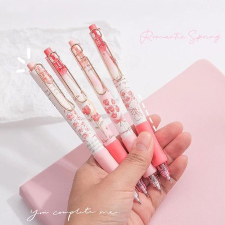 4 STK Gel Pen Svart Refill Pen Kulepenn