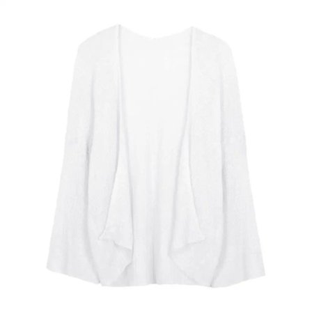 Sommerstrikket cardigan, tynn cardiganjakke HVIT