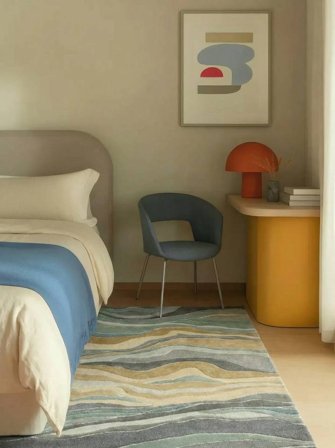 Tapis De Laine Marble Vert/Multicolore Grand Oeko-Tex