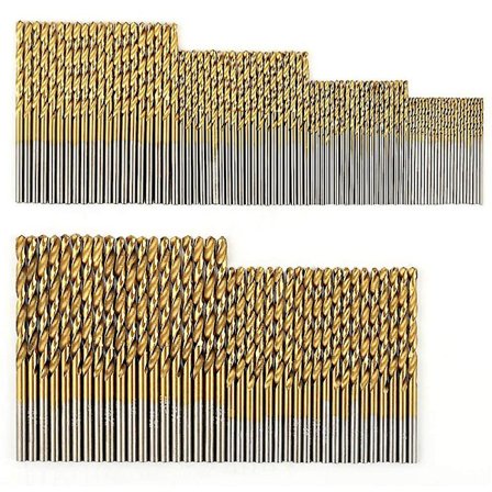 120 stk. titanborsett HSS bor for metall, stål, tre, plast, kobber, aluminium (FMY)