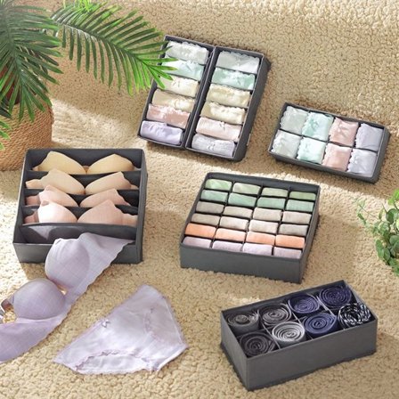 Set med 4 lådor för underklädesorganisering - Grå