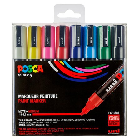 Posca PC-5M Standard Colours lot de 8