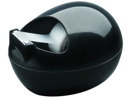 SCOTCH Karim Rashid-designad skrivbordstejphållare, C36, stenformad, svart, + Magic osynlig kontorstejp, 1 rulle, 19 mm x 7,5 m, genomskinlig - Lyreco