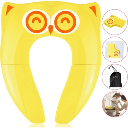 Baby Toalettsete Reduserbar Sammenleggbar Barnesete Reduser Toalett Reise Sammenleggbar Pottesete for Barn Baby, Gul