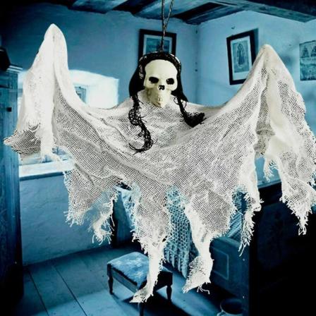 Rædselsvækkende lille spøgelse hængende kranie skelet Halloween fest rekvisit dekoration
