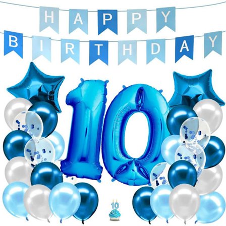 Födelsedagsdekoration Pojkar Blå nummer 10-årspojke Grattis på födelsedagen dekoration