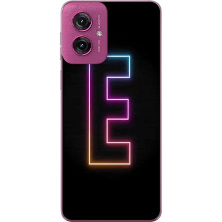 Kompatibel Mobilcover til Motorola Motorola Moto G55 Minimalistisk neonbogstav E i lyse farver mod mørk baggrund i moderne og stilren design