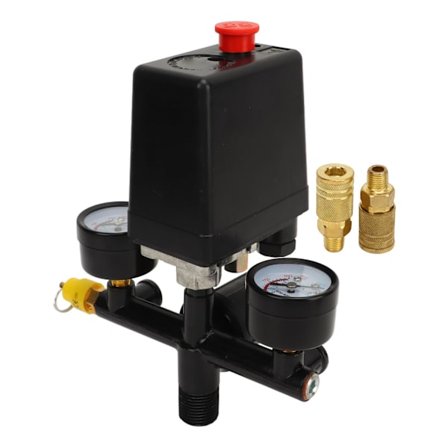 Tryckströmbrytare Kit för Luftkompressor CE Ventil Luftpump Tryckströmbrytare Helt Svart Fäste Mässing US-Stil Anslutning