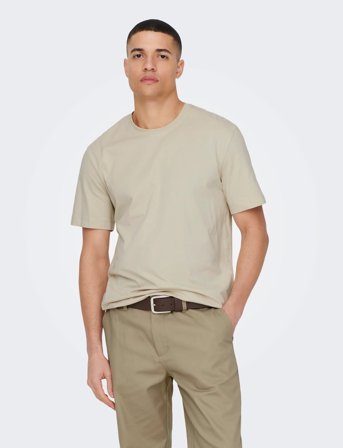 ONLY & SONS Onsmax Life Ss Stitch Tee Noos - Cream - XS