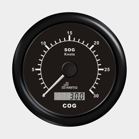 GPS-logg 0-30 knop svart 85 mm, kompl. m antenn