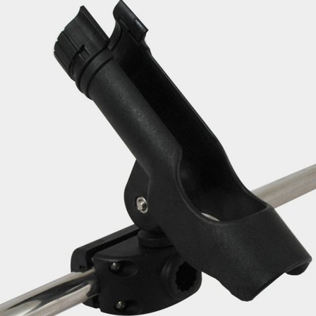 Rod holder for boat (grab rail / gunwale), for 1 fishing rod, fits tubes Ø20 - 25 mm, plastic, black