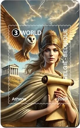 Belgien - Helte fra mytologien: Athena - Kryptofrimærke