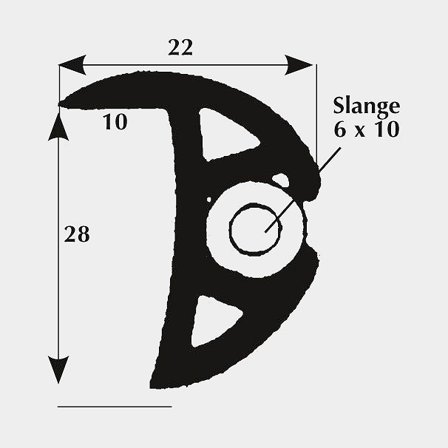 Fenderlist med läpp 25 mm svart, 50 m rulle